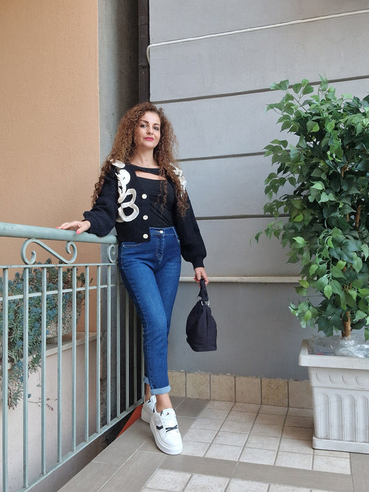Jeans mom-fit blu