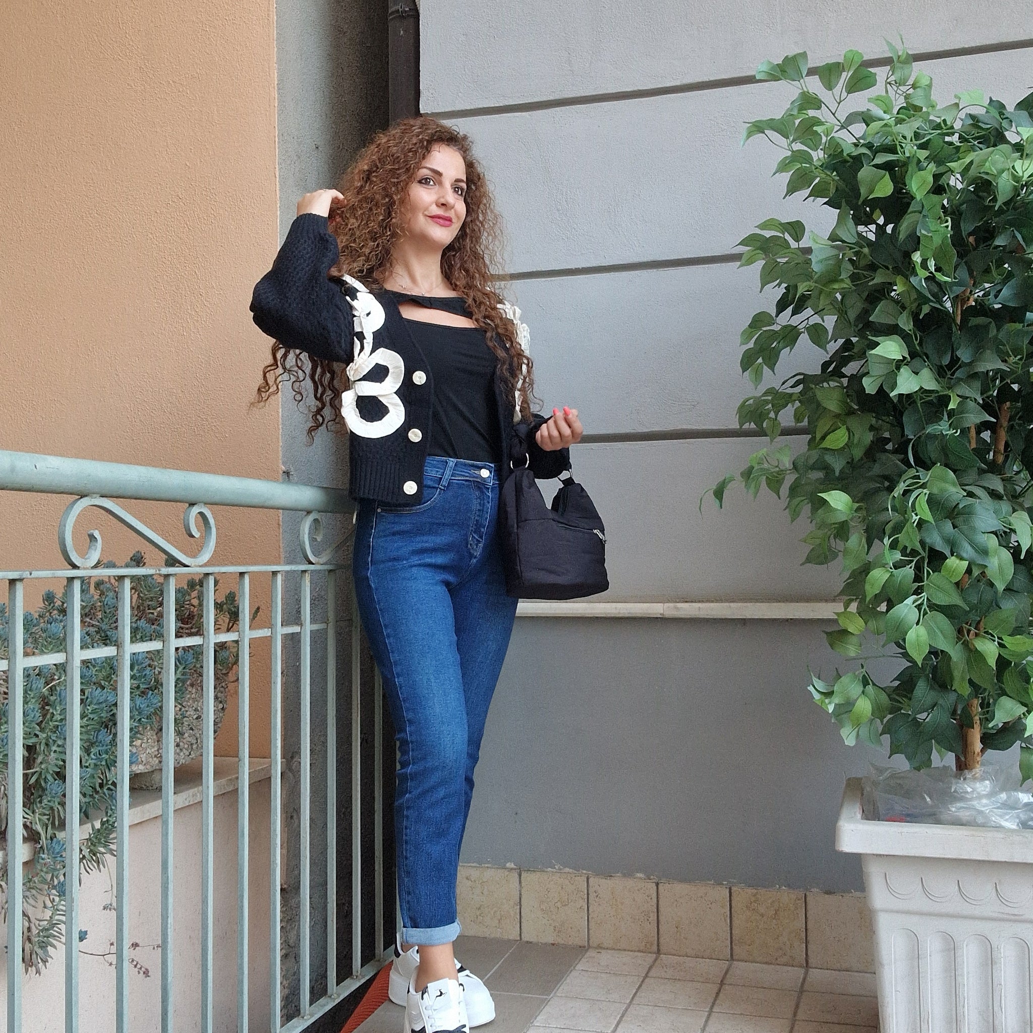 Jeans mom-fit blu