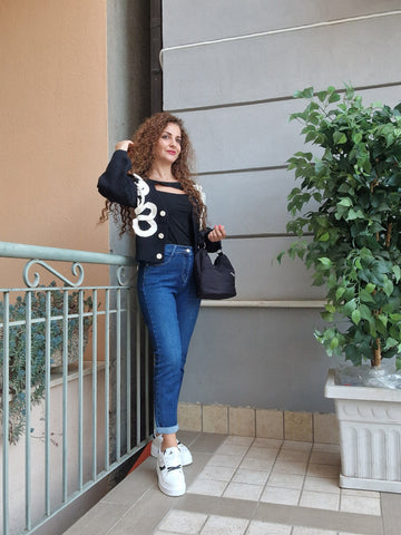 Jeans mom-fit blu