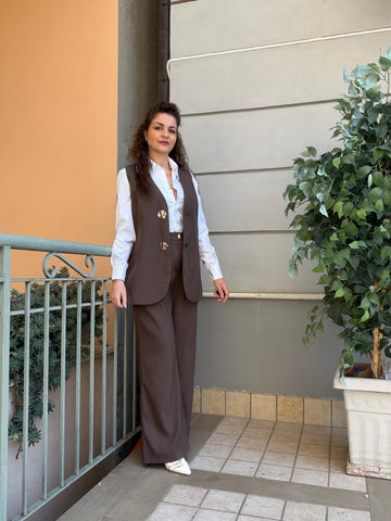 Coordinato Nicla Marrone 2 pezzi con gilet