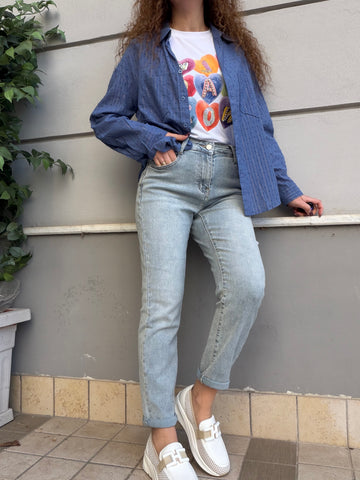 Jeans mom-fit lavaggio tea