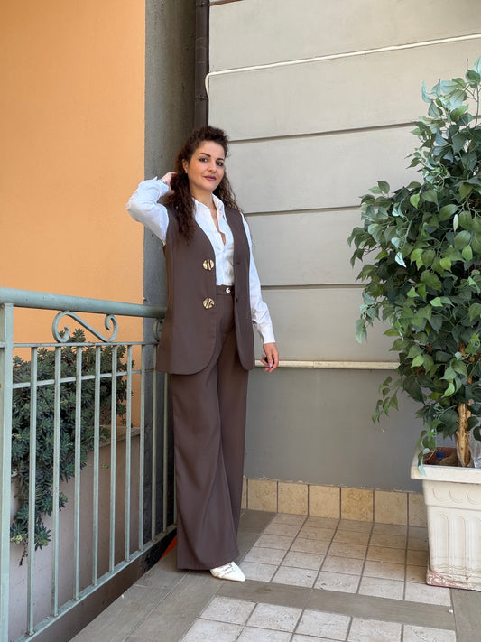 Coordinato Nicla Marrone 2 pezzi con gilet