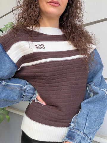 Maglioncino con dettaglio denim