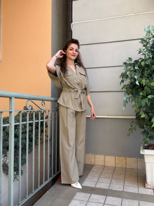 Coord-set camicia e pantalone palazzo