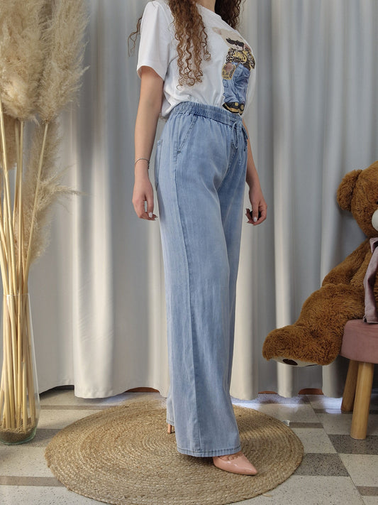 Pantalone palazzo denim